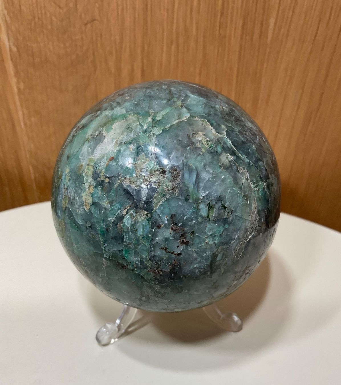 Minerali & Pietre curative: Wunderschöner Chrysokolla Quarz Kugel mit Ständer aus Peru – Nuovo (secondo la descrizione) da Gibswil venduto da BestePreis 5