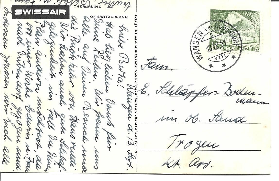 Cartes postales: AK  Swissair  Flugzeug – D'occasion à Appenzell par mai25 1
