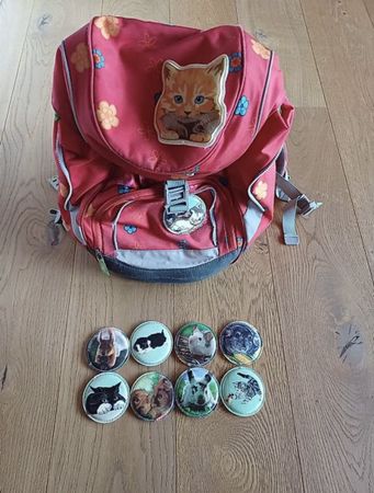 Ergobag Schulrucksack rot mit Wechsel-Kletties