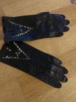 Handschuhe Schwarze Lederhandschuhe mit Lochmuster Gr. 7