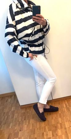 Jacke Blau Weiss Gestreifte Reisverschluss mit Kapuzen
