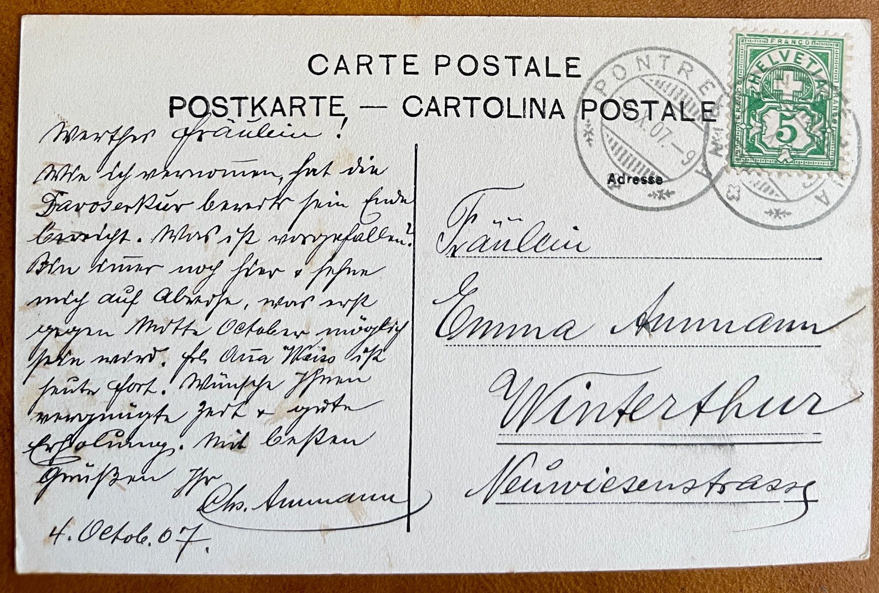 Ansichtskarten: PONTRESINA - 1907... Schön ! – Gebraucht aus Lutry von Ediego 1