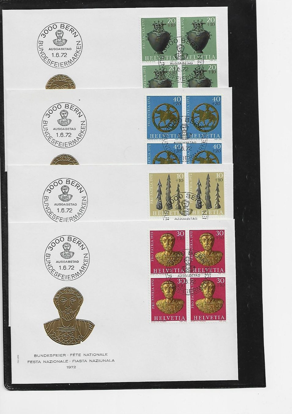 Tutti i francobolli: 1972  PP 4x FDC 4 er – Usato da Oberwil (Dägerlen) venduto da loxis