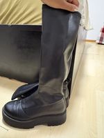 Damen Stiefel kniehoch schwarz Plateau guter Zustand