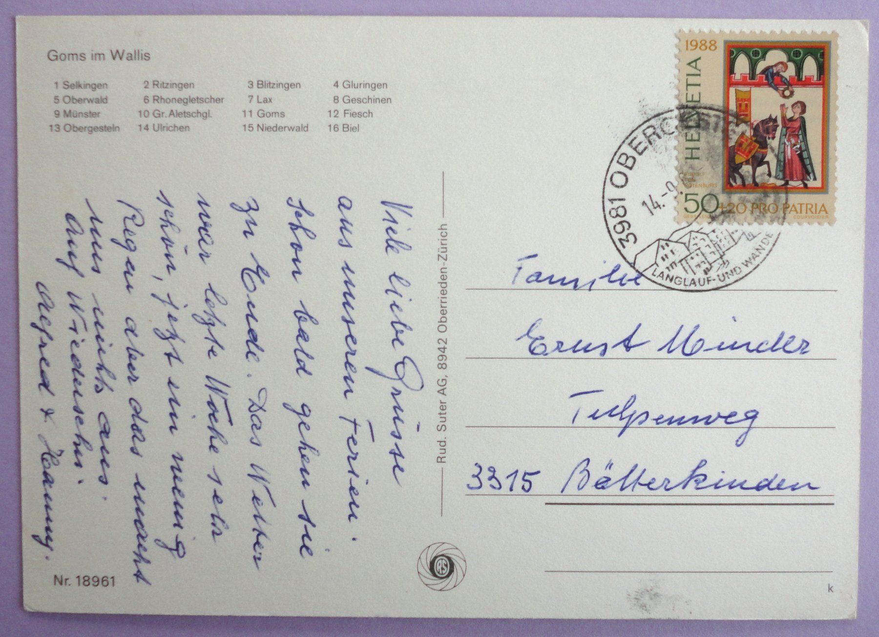 Cartoline postali: Goms im Wallis – Usato da Fétigny venduto da Billy2miny 1