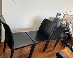 Poltrona Frau Stühle 4x Esszimmerstuhl Lola Leder Schwarz