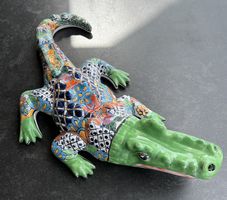 Magnifique Figurine "Crocodile" en Talavera / Artisanal - GM