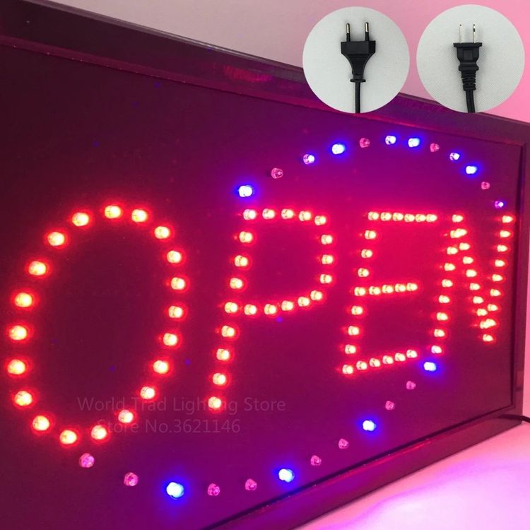 LED Leuchtschild „Open“ mit zwei Lichtmodi