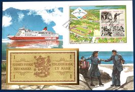 1991 Åland -Finnland Banknoten Brief mit Block Å.Spielen