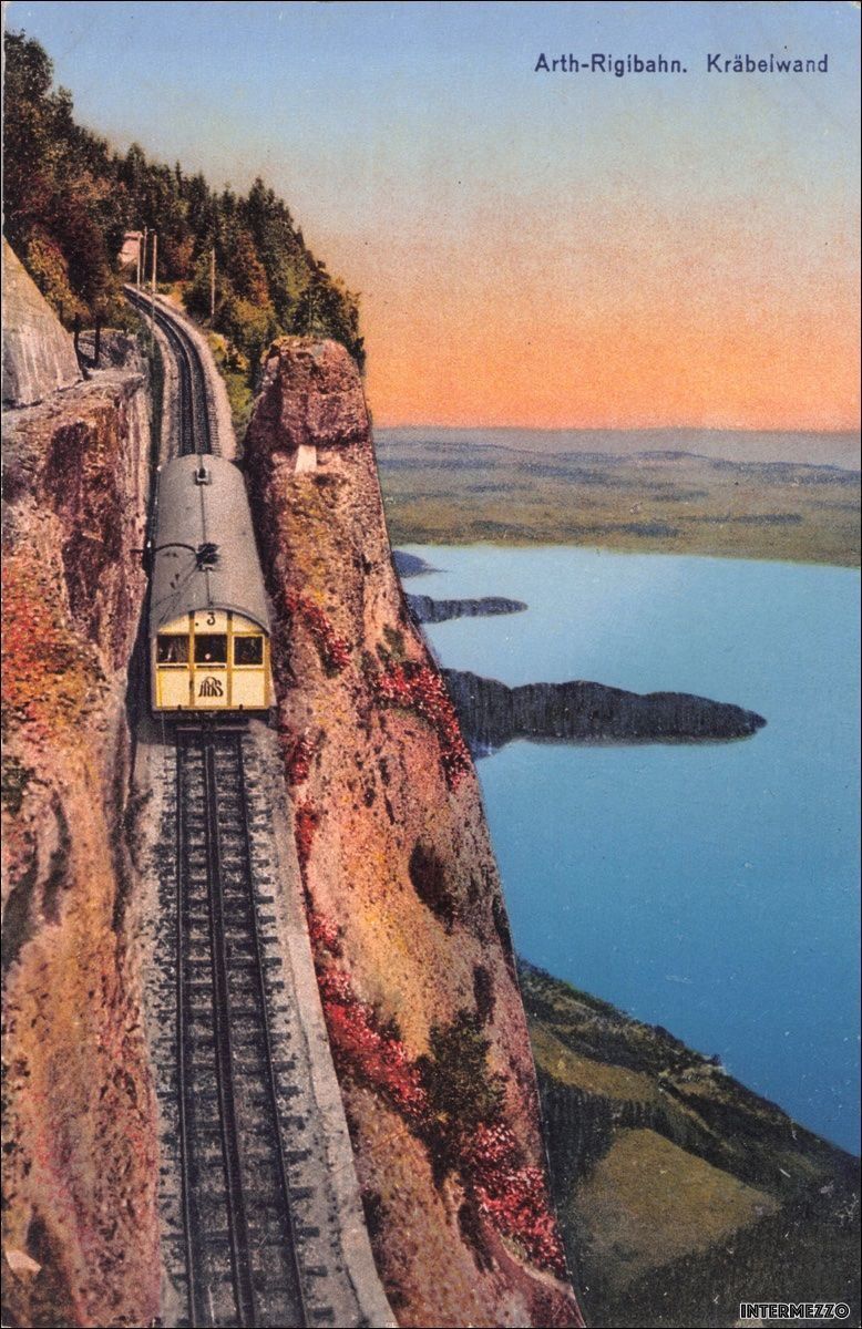 Cartoline postali: Bahn // Arth Rigi Bahn Kräbelwand farbig – Usato da Basel venduto da intermezzo12