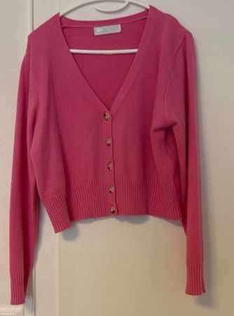 Vibrant Pink Cardigan Sweater - Perfect for Spring Layering!