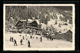 Adelboden, Hotel Bellevue im Winter, Ski