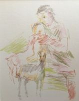 Oskar Kokoschka   "Satyrmädchen mit Ziege"   Druck