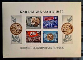 DDR 1953 Block 8/9 Karl Marx ungezaehnt 4V MLH* Falz