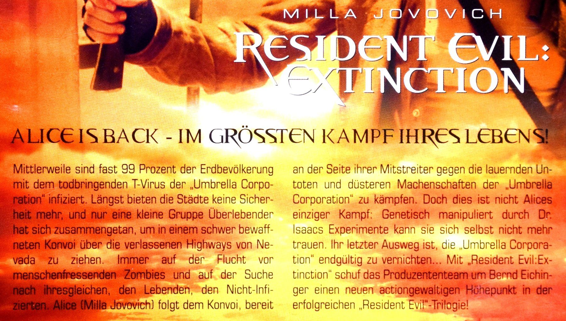 Tutti i DVDs: RESIDENT EVIL  /  EXTINCTION  /  MILLA JOVOVICH  /  HORROR ! – Nuovo (secondo la descrizione) da Luzern venduto da piro12 2