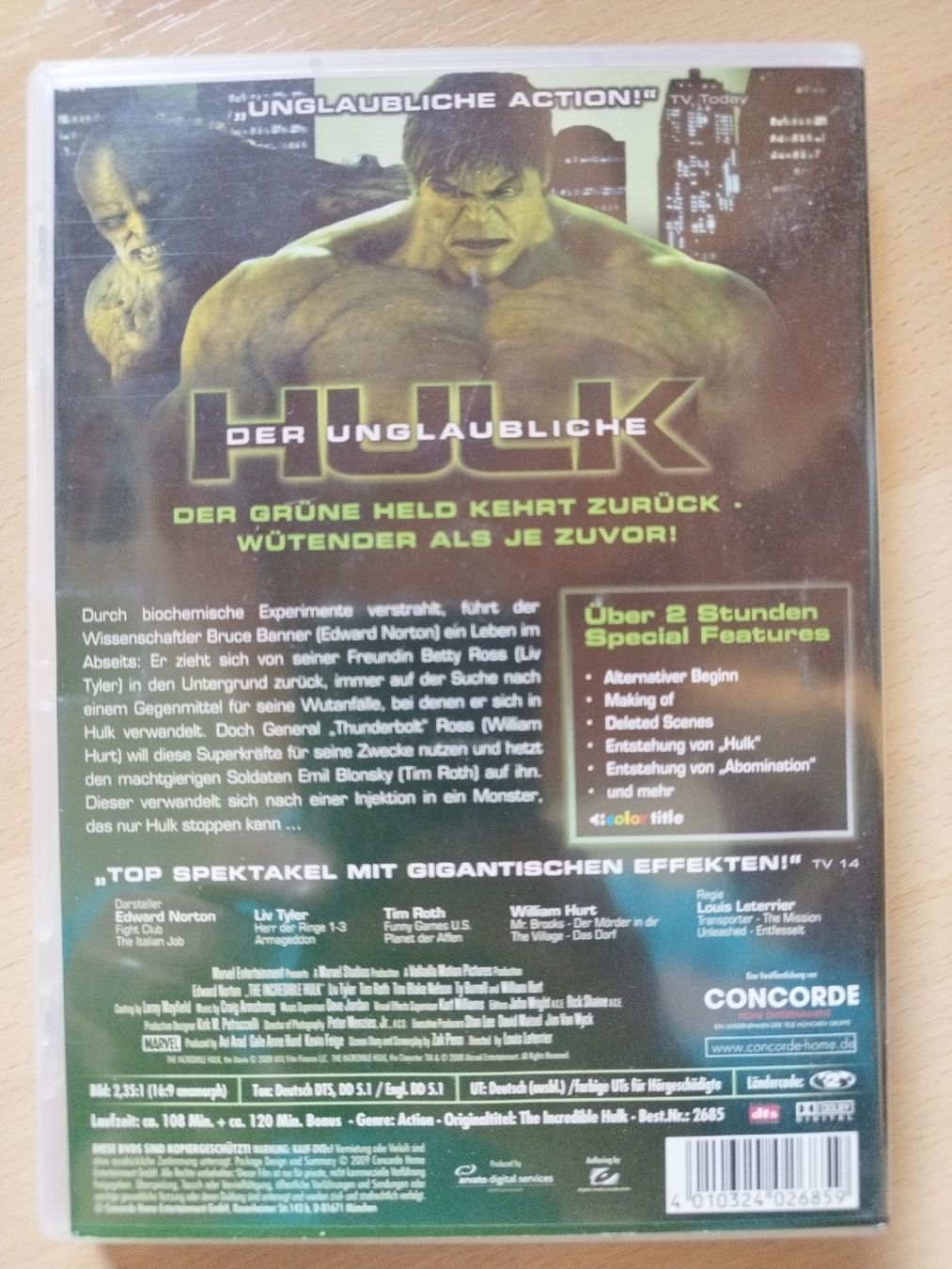 Tutti i DVDs: Der unglaubliche Hulk - DVD – Usato da Rhäzüns venduto da Badihuelsa 1