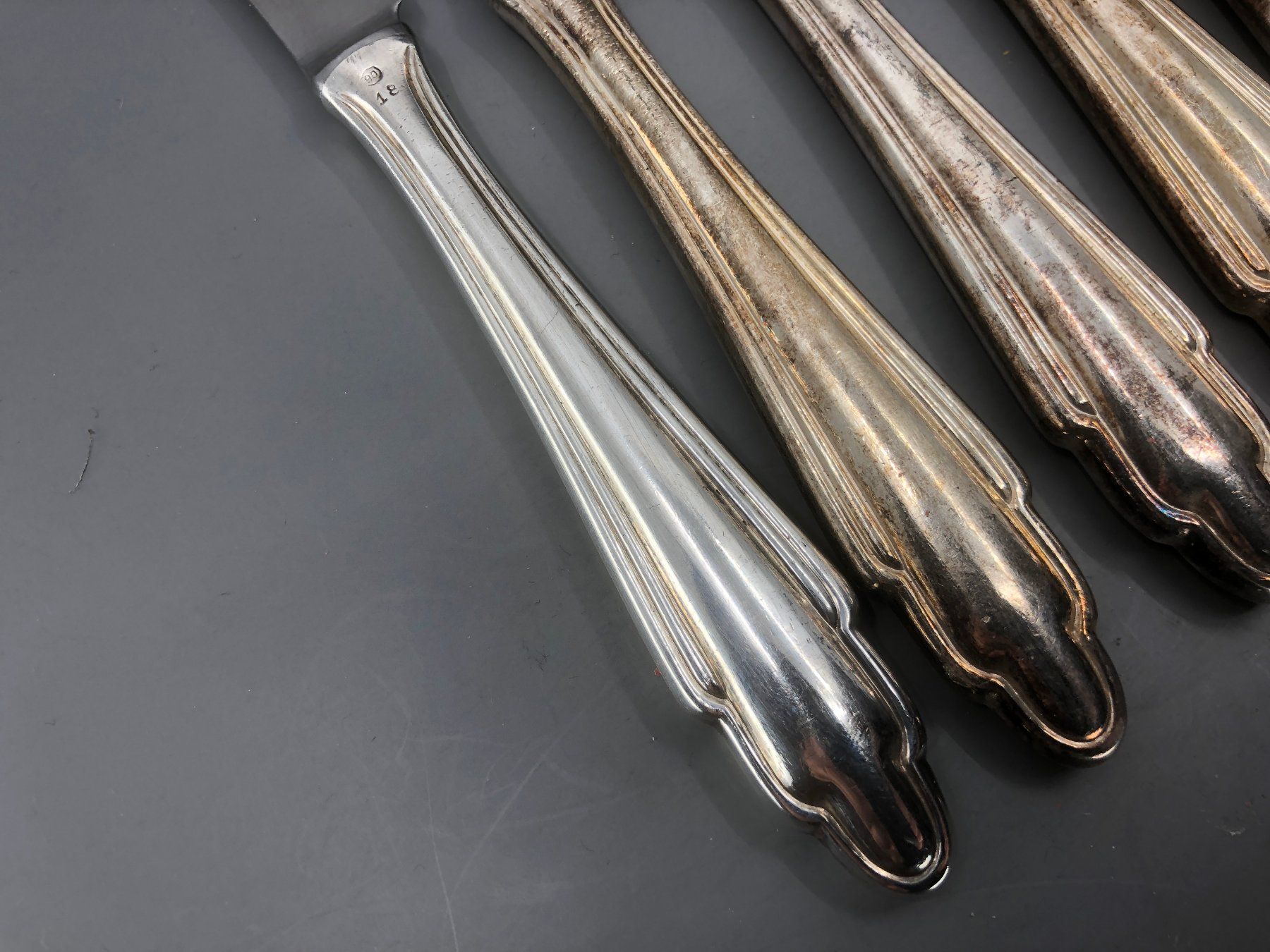 Posate: 6 Tafelmesser versilbert Skandinavisches Design – Usato da Basel venduto da Tiabeanie 9