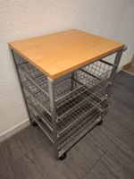 Küchen-Gestell / Rollwagen mit Holzplatte und Drahtkörben