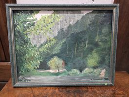 Tableau Paysage Forêt V. Chetelat, Art, Peinture 30x40cm