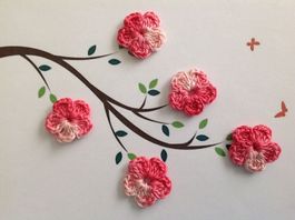 5 Stück Blumen gehäkelt, fleurs crochet, fiori uncinetto 929