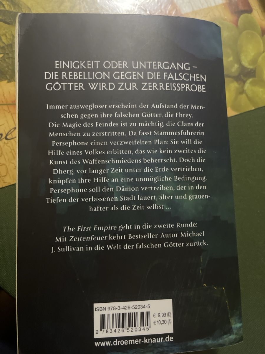 Libri: Zeitenfeuer, Michael J. Sullivan, Roman – Usato da Zürich venduto da Belisimo 2