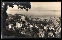 AK Walzenhausen, Ortsansicht mit See