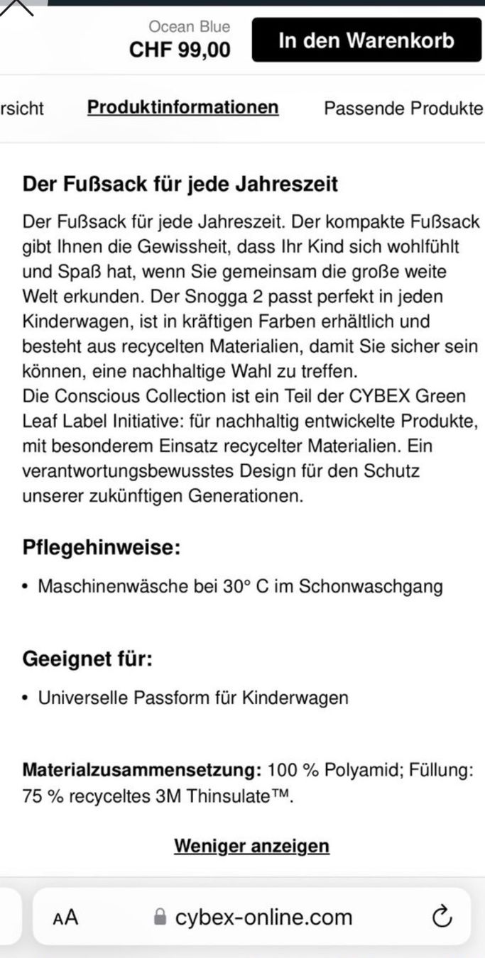 Cybex Schlafsäcke: Cybex Fusssack Snogga 2 dunkelblau – Gebraucht aus Bad Ragaz von eli_hy8c 2