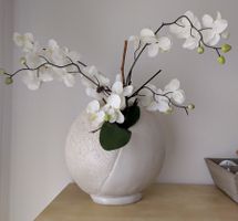 VASE BLUMENVASE DEKOR GETÖPFERT HANDGEFERTIGT FÜR ORCHIDEEN