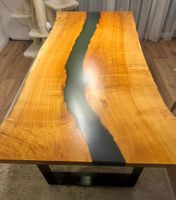 Massivholztisch mit Epoxidharz-Fluss, Unikat Winter 🪵 (53)