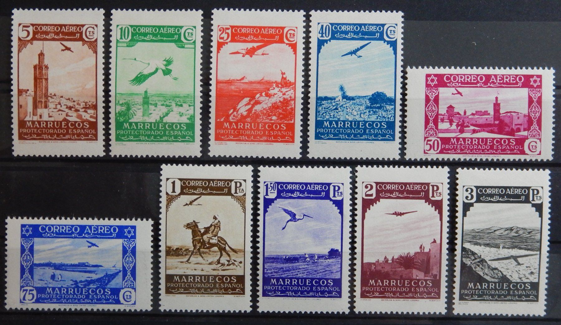 Alle Briefmarken: Spanisch Marokko Kat. 176-185 * 1938 – Gebraucht aus Zürich von Muehlekauf