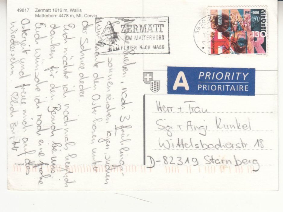 Cartoline postali: Matterhorn 2001 – Usato da Bürglen TG venduto da StampGraf 1