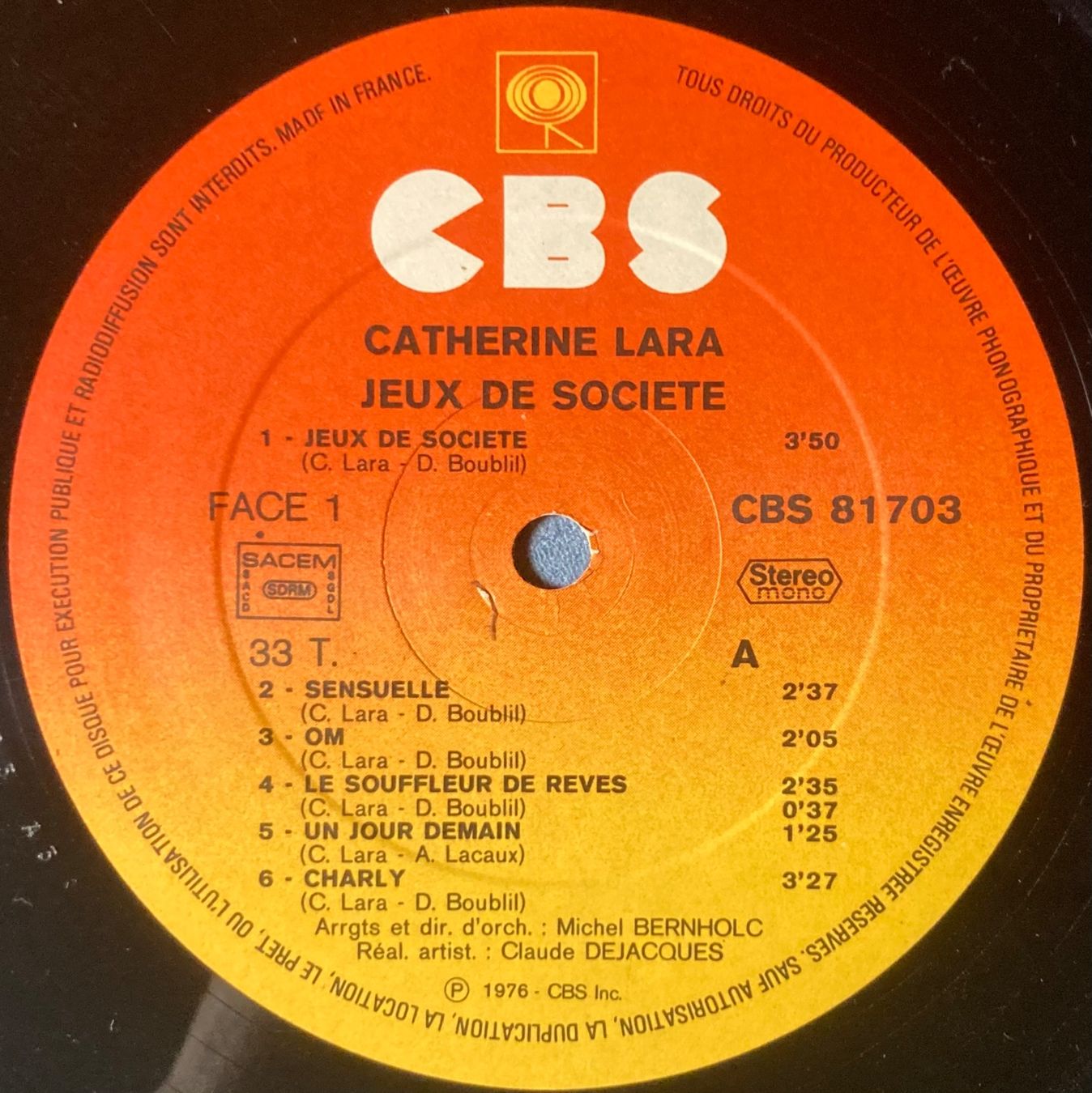 Dischi in vinile: CATHERINE LARA - JEUX DE SOCIÉTÉ – Usato da Poliez-Pittet venduto da Newtown-Records 2