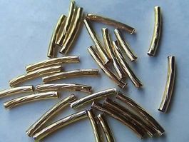 8 Tube beads  vergoldet  15x2mm