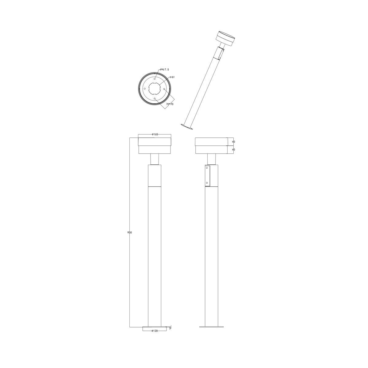 Lampade: LED Aussen Stehleuchte, IP54, 95 cm Höhe – Nuovo (secondo la descrizione) da Kreuzlingen venduto da Smart-Light 2