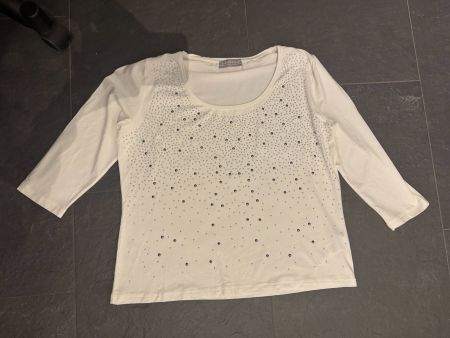 Damen Oberteil Gr. L offwhite mit Nieten/Perlen KAPALUA