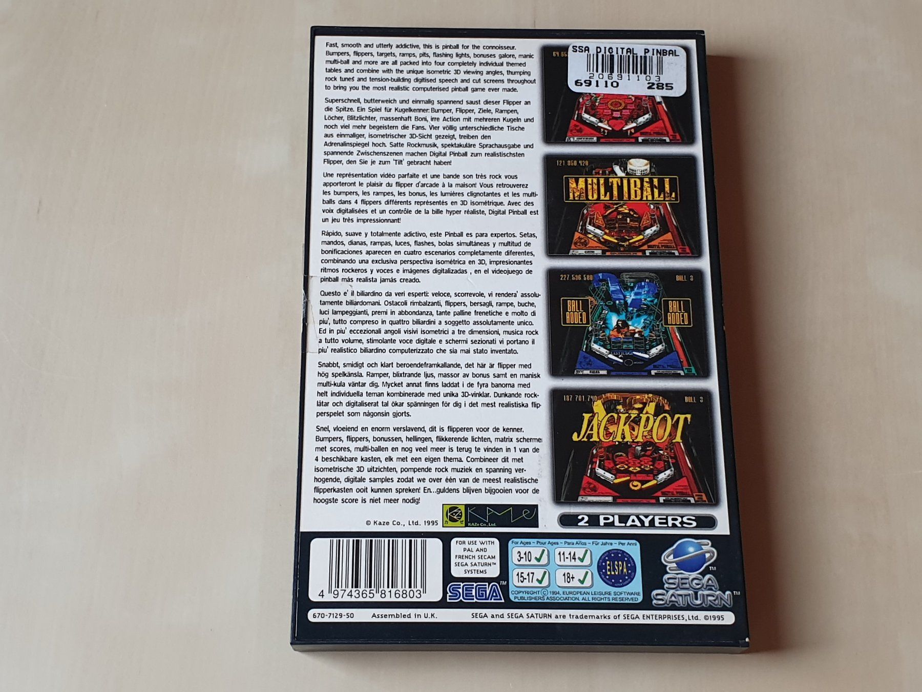 Sega Giochi: Digital Pinball Sega Saturn – Usato da Stansstad venduto da collectorsshop 1