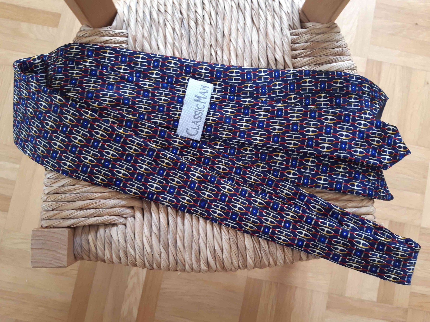 Cravatte: Vintage Krawatte, Navy mit Muster – Usato da Windisch venduto da Re_ 3