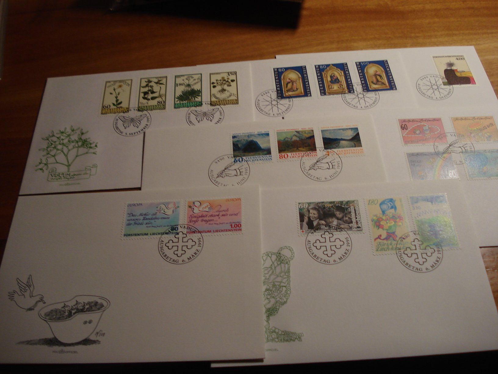 Alle Briefmarken: Liechtenstein Set FDC 1995, 7 Belege – Gebraucht aus Niederwil AG von morostahu 1