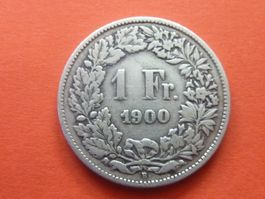 1 Fr. 1900  Auflage nur 0,40 Mio.  -  Ungereinigt   -