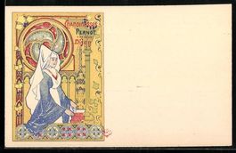 Litho Pernot, Mittelalterliche Dame, Rek