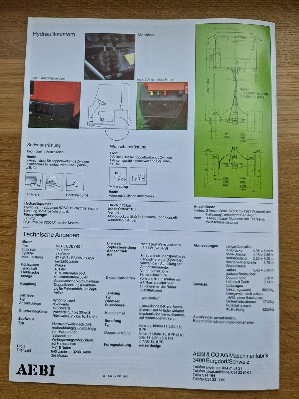 Aebi Trattori: Original Prospekt Aebi Transporter TP67 – Usato da Dürnten venduto da Bachtel84 4