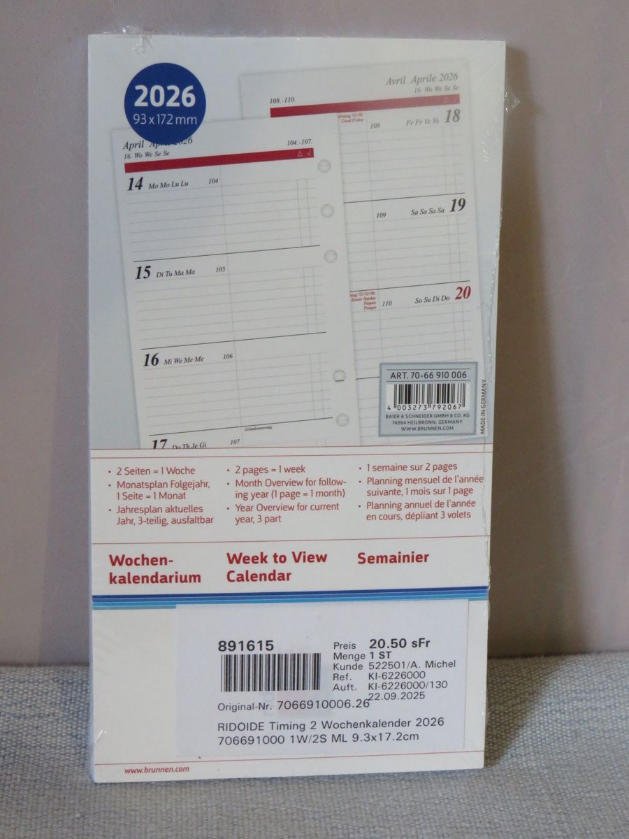 Calendari: Wochenkalender RIDDIMI TIMING 2 2026 9.3x17.2cm neu – Nuovo (secondo la descrizione) da Elsau venduto da TDrazz_881 1