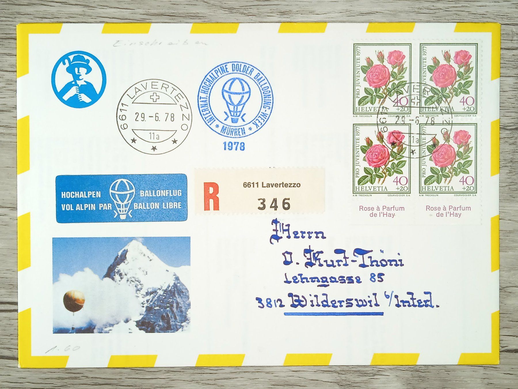 Tutti i francobolli: TR13 Enveloppe + Timbre Suisse 1978 Ballon Theme – Usato da Cousset venduto da Patrick_Collections