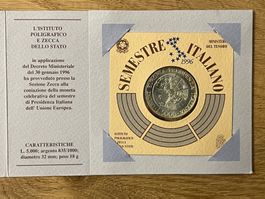 Italien 1996 – 5000 Lire Silbermünze EU-Präsidentschaft
