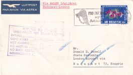 Erstflug MALEV Budapest - London 1961 ab CH ("Fremde Flüge")
