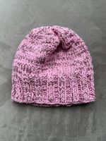 Gr. 38-44cm, Mütze pink aus GrobStrick mit Klitzer