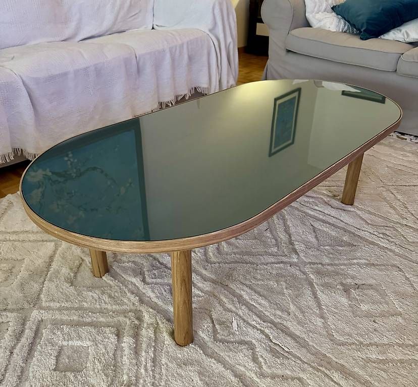 Tavoli: Table basse EVERGREEN  chêne & verre  vert eucalyptus – Usato da Onex venduto da minttea_sakura