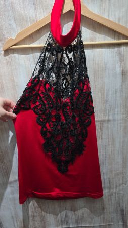 🎉 Extravagantes Neckholder-Top - S - Guipure-Spitze