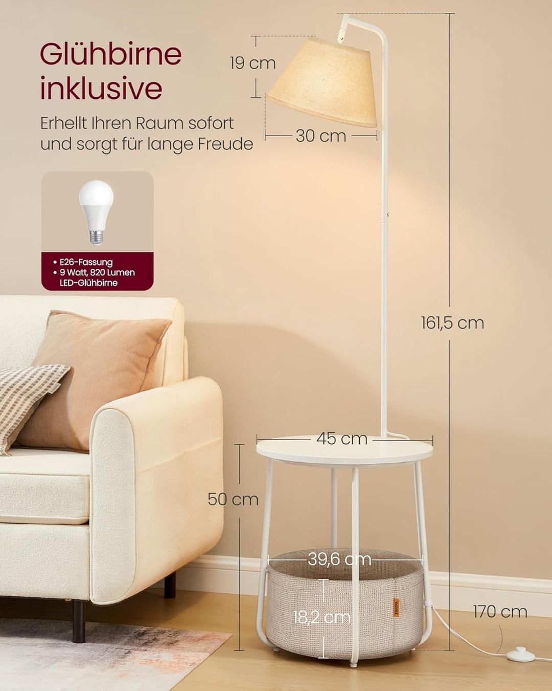 Lampade: Stehlampe mit 3 Ablagen, Standleuchte – Nuovo e nell'imballaggio originale da Gränichen venduto da omniadeals 1