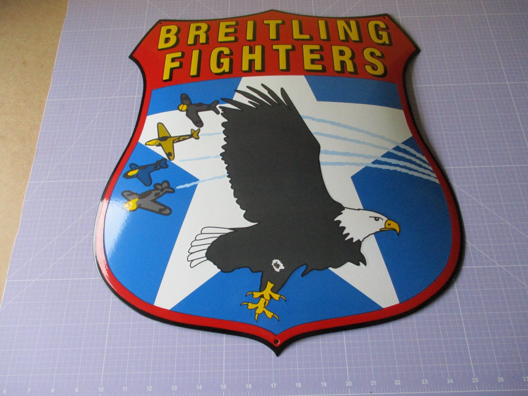 Insegne: BREITLING  FIGHTERS  Emailschild – Usato da Ottikon Gossau ZH venduto da hokuspokus 2